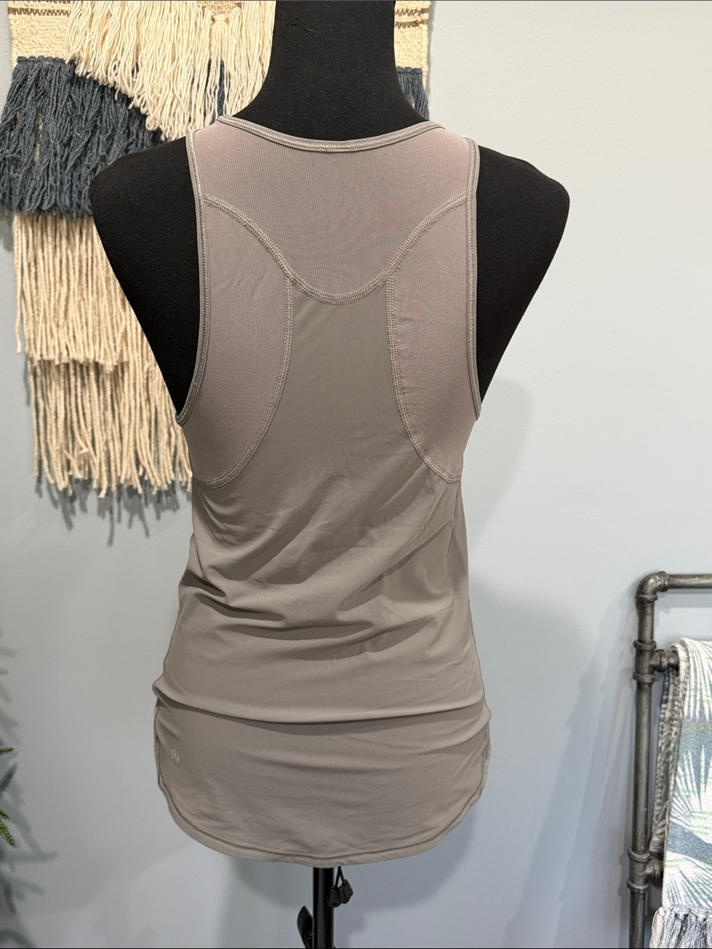lululemon Mesh Back Racerback Tank Taupe Gray Size 8